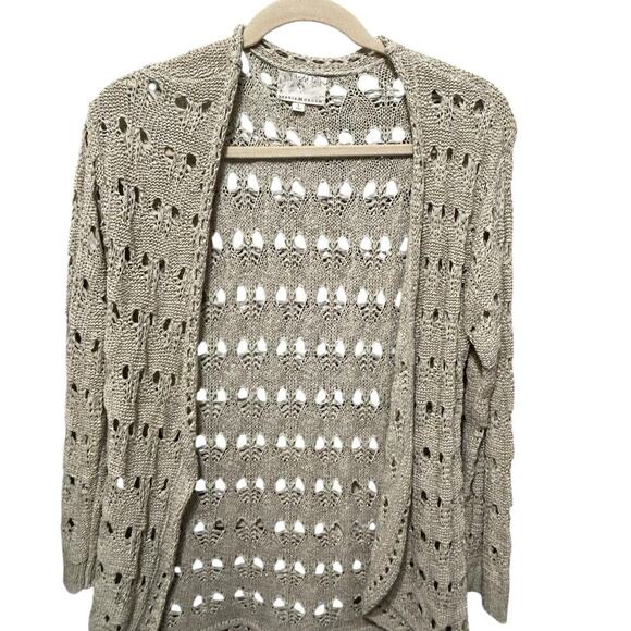 Debbie Morgan Women Boho Crochet Cardigan Sweater L‎ Beige Cottagecore Festival - Picture 4 of 10
